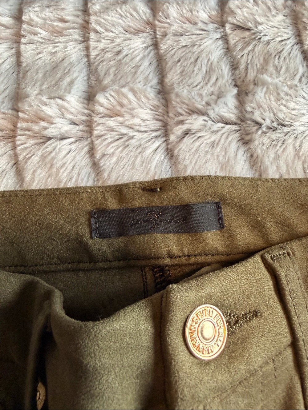 7 For All Mankind Olive Green Straight Leg Pants - Picture 7 of 10